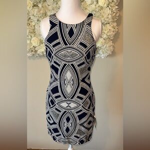 Navy and White Sparkle Sleeveless Mini Dress